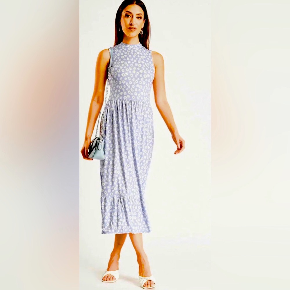 Miss Selfridge Daisy Print Midi Tiered Dress